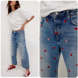 We The Free Deep Trance Embroidered Dropped Boyfriend Jeans Heart Free People 27